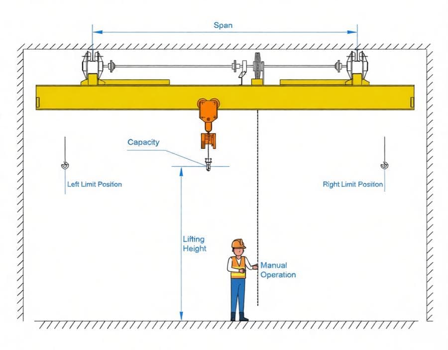 Demand parameters for manual single-beam bridge crane