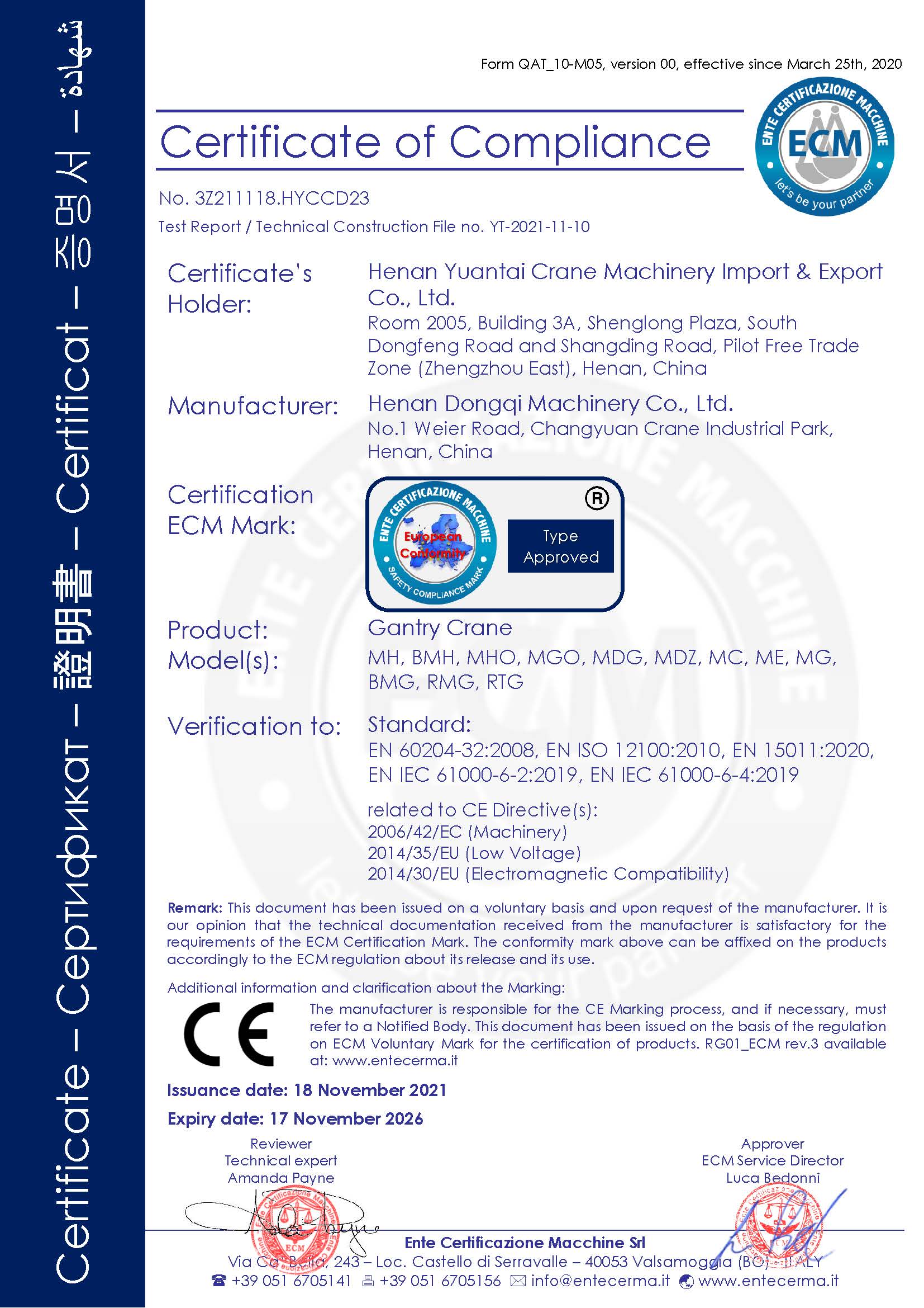 CE-gantry crane